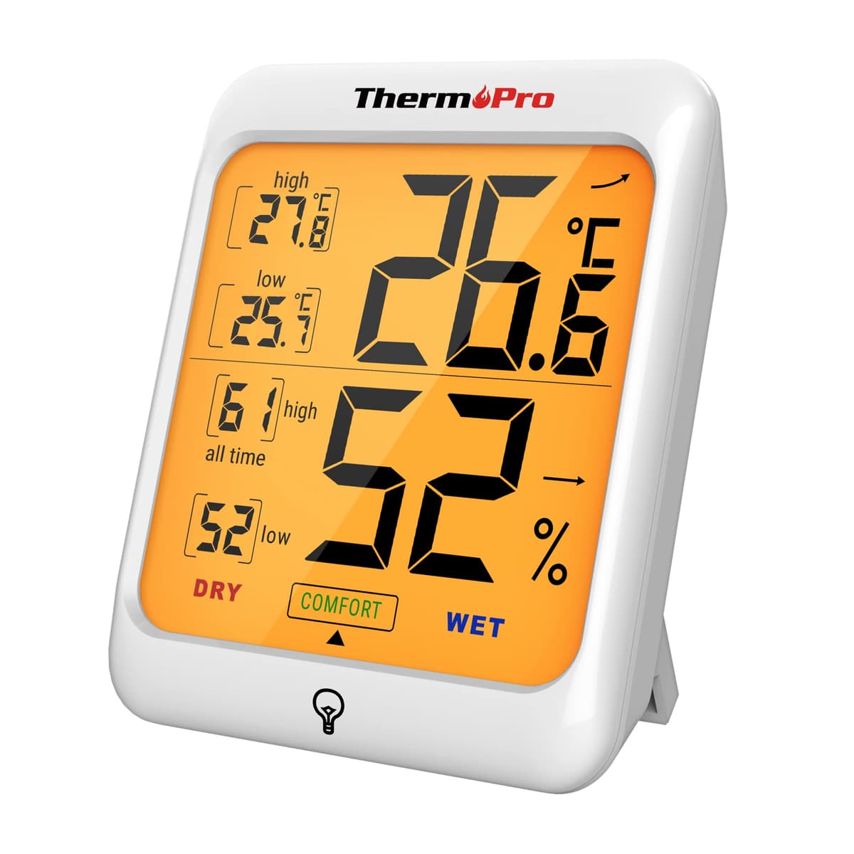 ThermoPro TP53 Termómetro Higrómetro Digital Medidor de Humedad y Temperatura de Interior Termohigrómetro Profesional para Habitación Ambiente con Retroiluminación Táctil