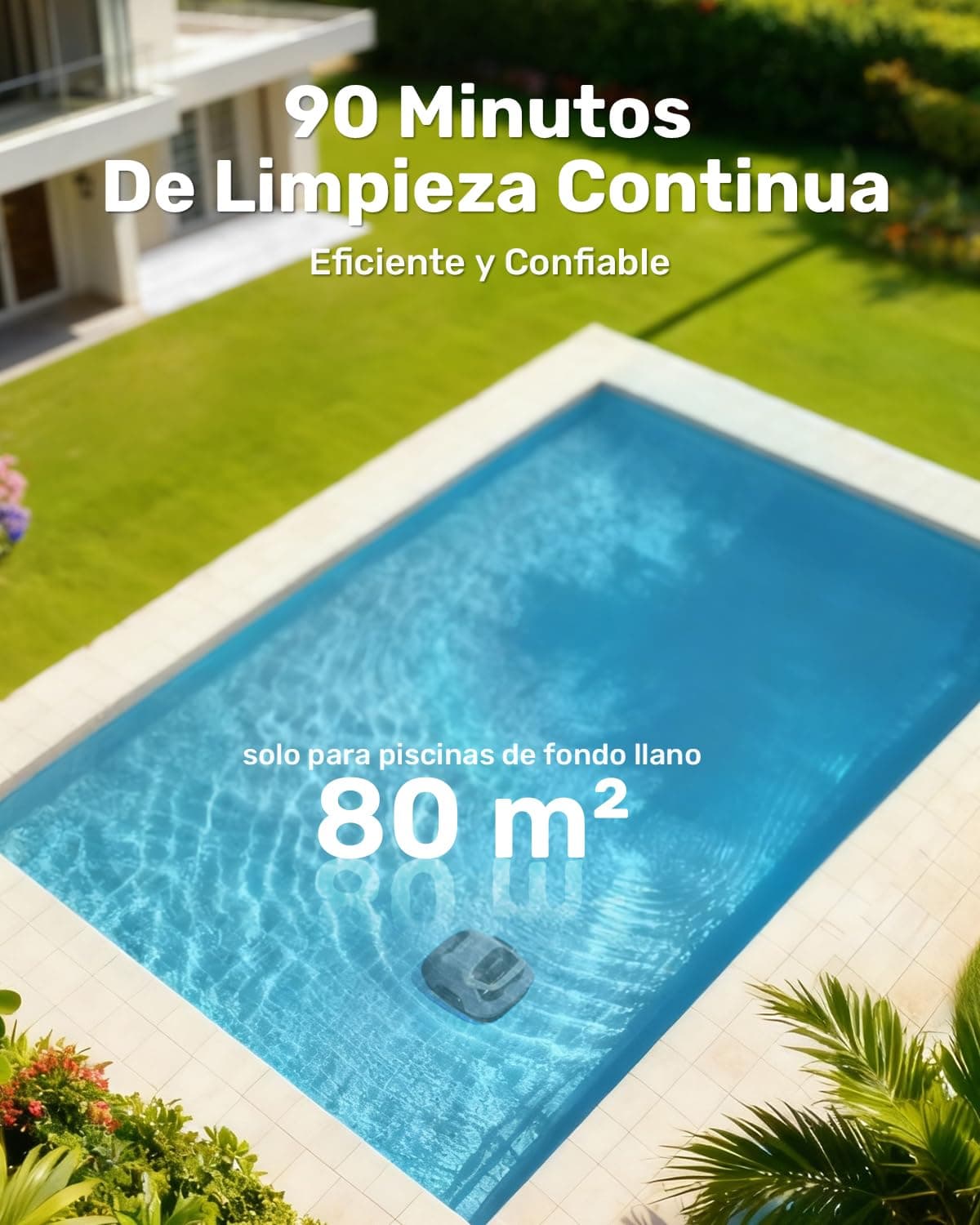 (Nuovo 2026) Gosvor Robot Limpiafondos Piscina Inalámbrico - Aspirador Piscina, 90 Min Autonomía, Autoestacionamiento, Fácil Uso, Robot Piscina para Suelo, Piscinas 80m² — view 4