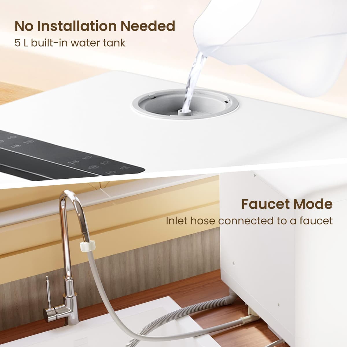 HAVA Table Top Dishwasher, New Upgraded Model Countertop Dishwasher 8 Wash Programs with Child Lock & Delayed Start Function, 5L Water Tank - No Hookup Needed — view 4