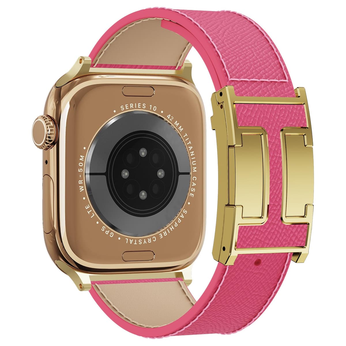 Leather Watch Band with Magnetic Buckle,Dressy Apple Watch Ultra Leather Band Rugged Durable Replacement Strap for Men & Women — view 29