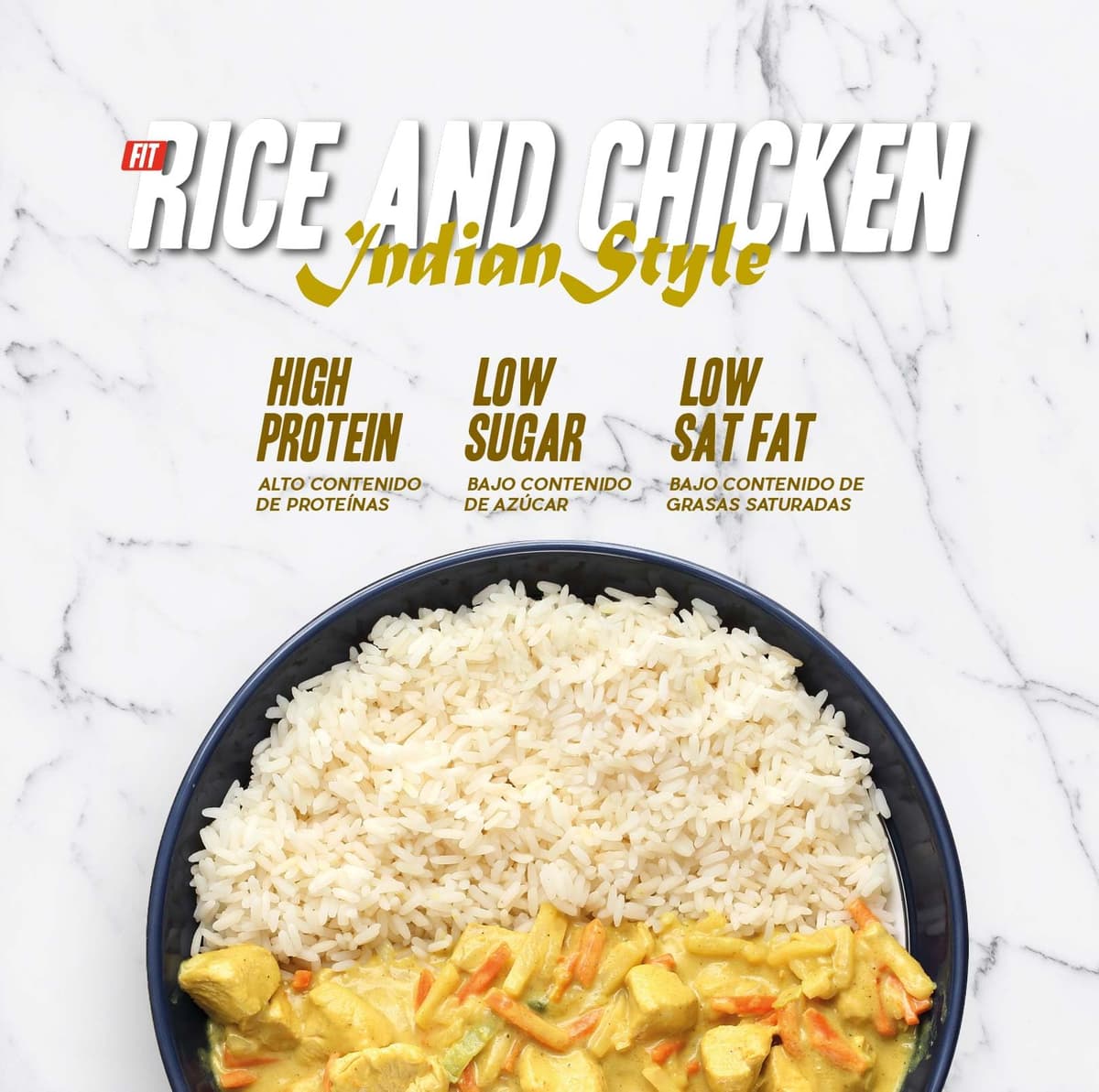 Plato Preparado Fit Arroz con Pollo en Salsa al Curry estilo Hindú de HSN | 420 gramos | Listo para Calentar y Tomar | Alto en Proteínas, Bajo en calorías | Comida Sana y Rica — view 3