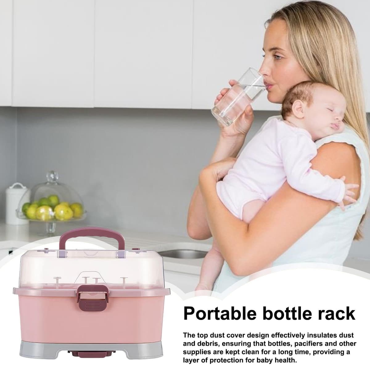 Large Nursing Bottle Storage Box Organizer with Cover, Removable Home Holder for Sink Dishwasher, Bottle Organizer for Kids, Cabinet Washing Sink Travel Kitchen Use. — view 2