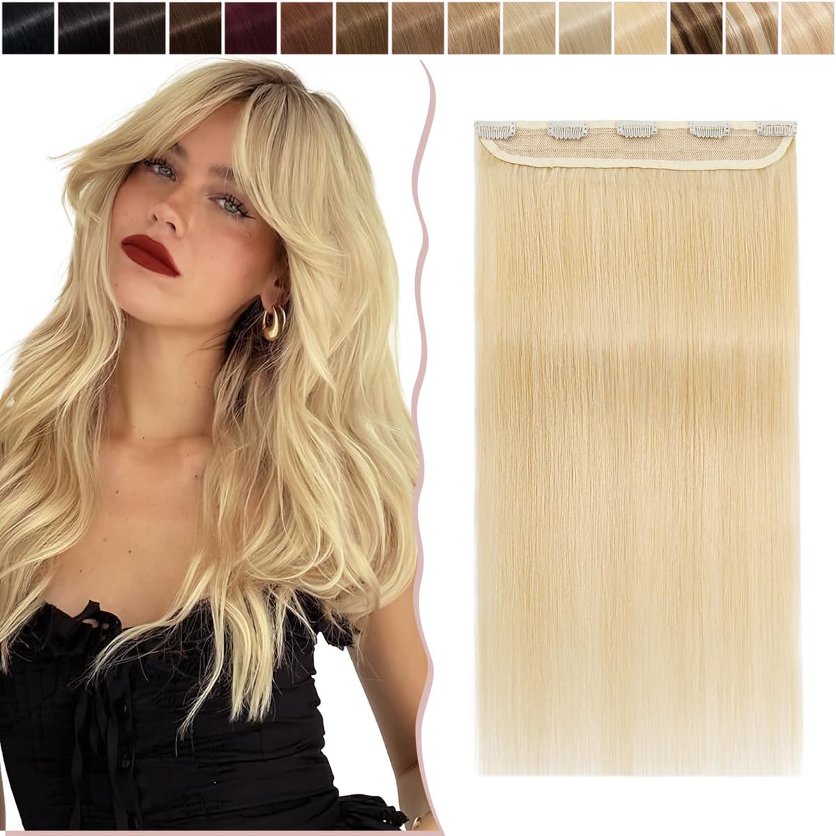 12 inch Clip in Hair Extension Human Hair One Piece 100% Real Remy [#2 Dark Brown] 3/4 Full Head Straight Hair Pieces for Women Invisible Short (40g) — view 52