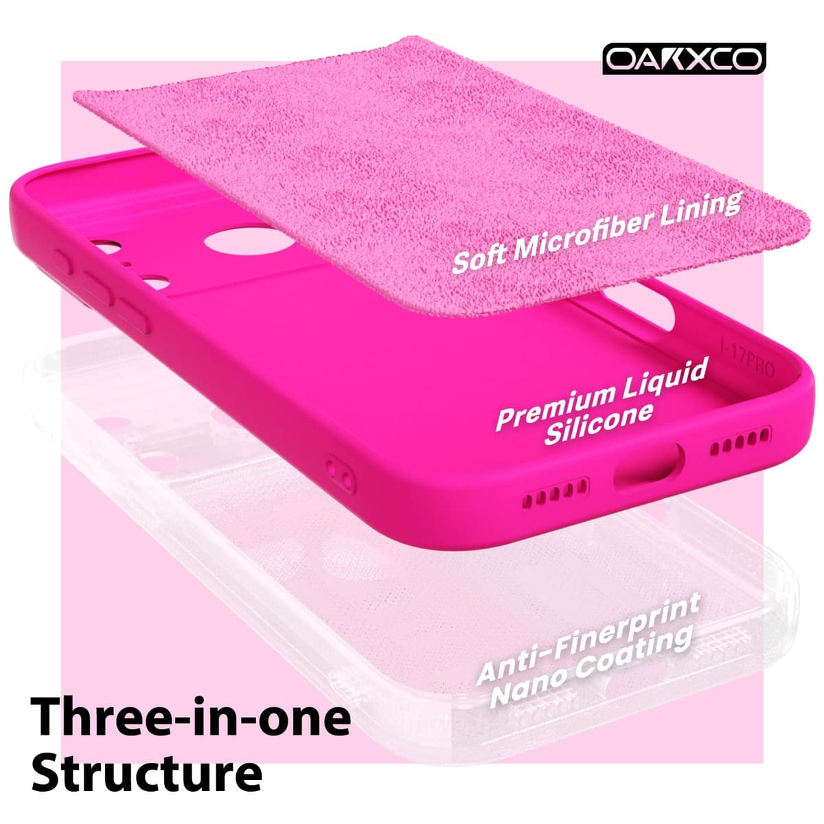 oakxco for iPhone 17 Pro Max Phone Case Liquid Silicone, Cute Thin Slim Grip Soft Rubber Gel for Women Men, Smooth Matte TPU Plain Solid Color Girly Simple Case with Camera Cover, Light Pink — view 367
