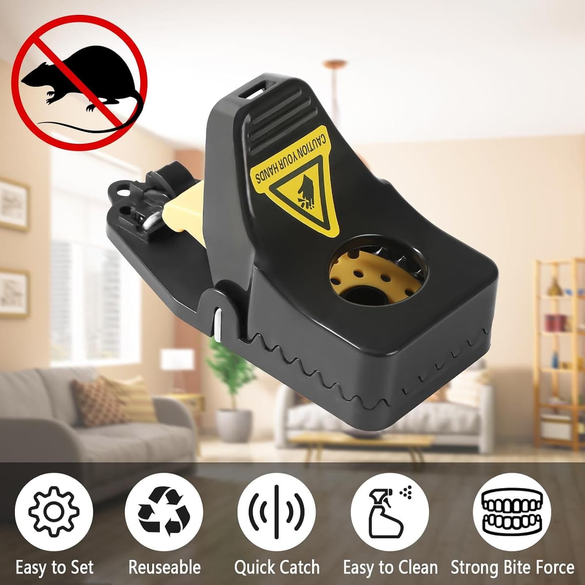 Reusable Mouse Trap, 4 Pack Heavy Duty High Sensitive Mice Catcher, Safe and Effective Rodent Trap for Indoors and Outdoors, Quick and Easy clean Rodent Catcher — view 5