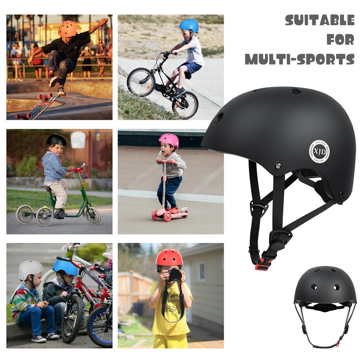XJD Casco de Ciclismo para Niños Ajustable Casco Bicicleta Niño Casco Infantil Patinete Rollerskate de 3 a 14 Años Protecciones para Múltiples Deportes — view 2