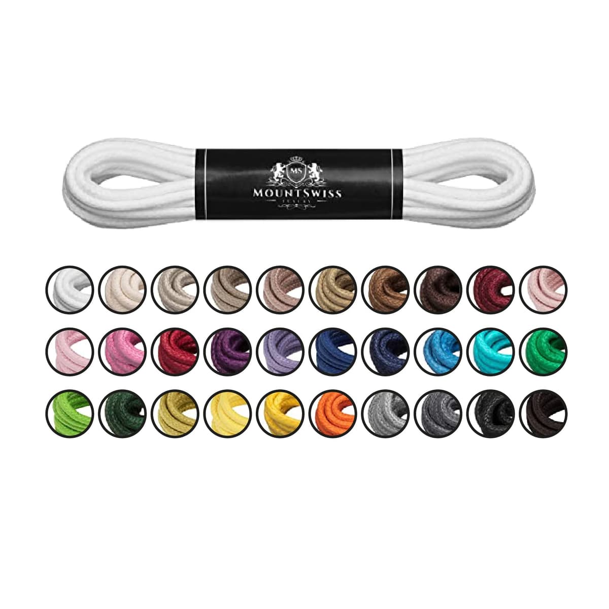 Cordones Mount Swiss© Luxury encerados y redondos para zapatos de traje y de piel, 2 - 3 mm de diámetro, 45 - 120 cm de longitud — view 22