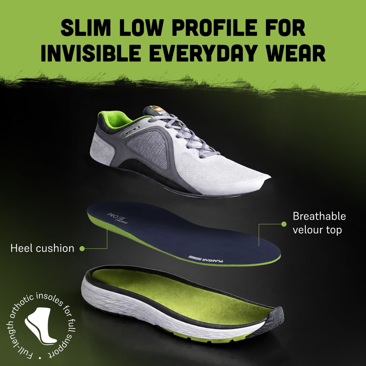 PRO 11 WELLBEING Plantar Series Orthotic Insoles Fallen Arches, Plantar Fasciitis, with Arch Support — view 4