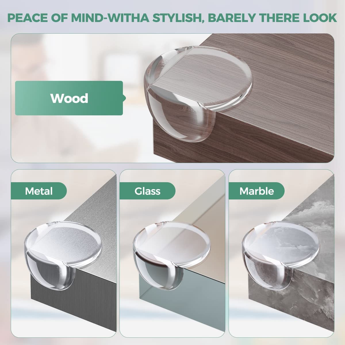 Peakally Corner Protectors for Baby Pack of 12, Thick Table Furniture Edge Protectors for Kids with Strong Adhesion, Corner Guard & Edge Safety Bumpers Clear - 6 R and 6 L — view 4