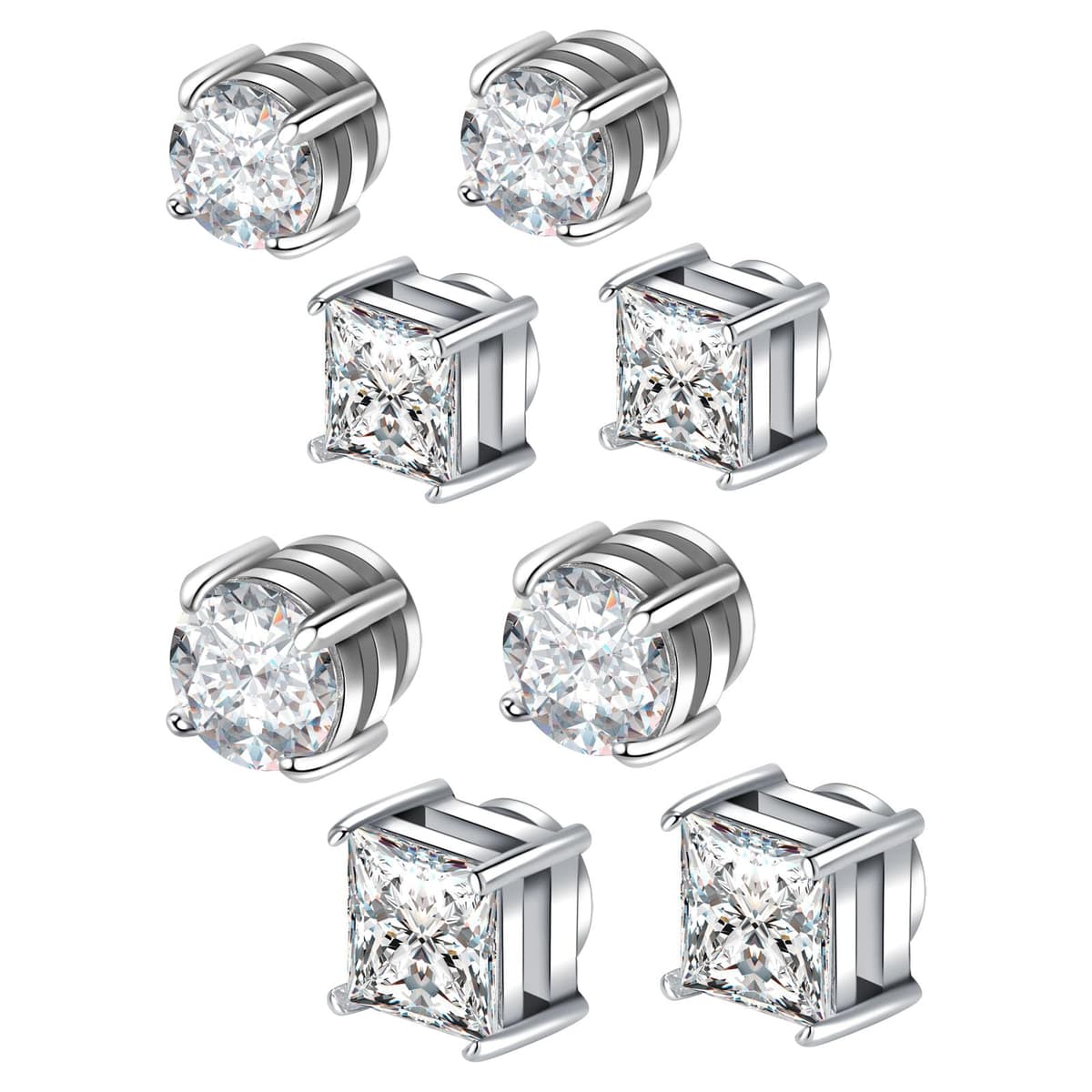 Magnetic Earring Studs Stainless Steel Fake Earring Non Piercing for Women Men Clips On Earrings Silver Black