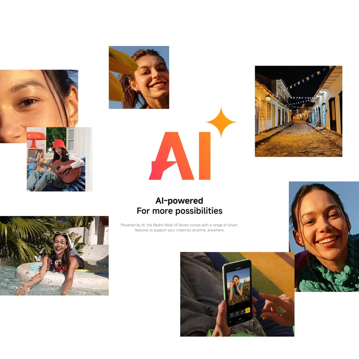 Xiaomi Redmi Note 14 smartphone, 6+128GB, green, 108MP AI camera system, 5500mAh battery, 120Hz eye-care display, AI features (no charger included), 2 year Warranty — view 6