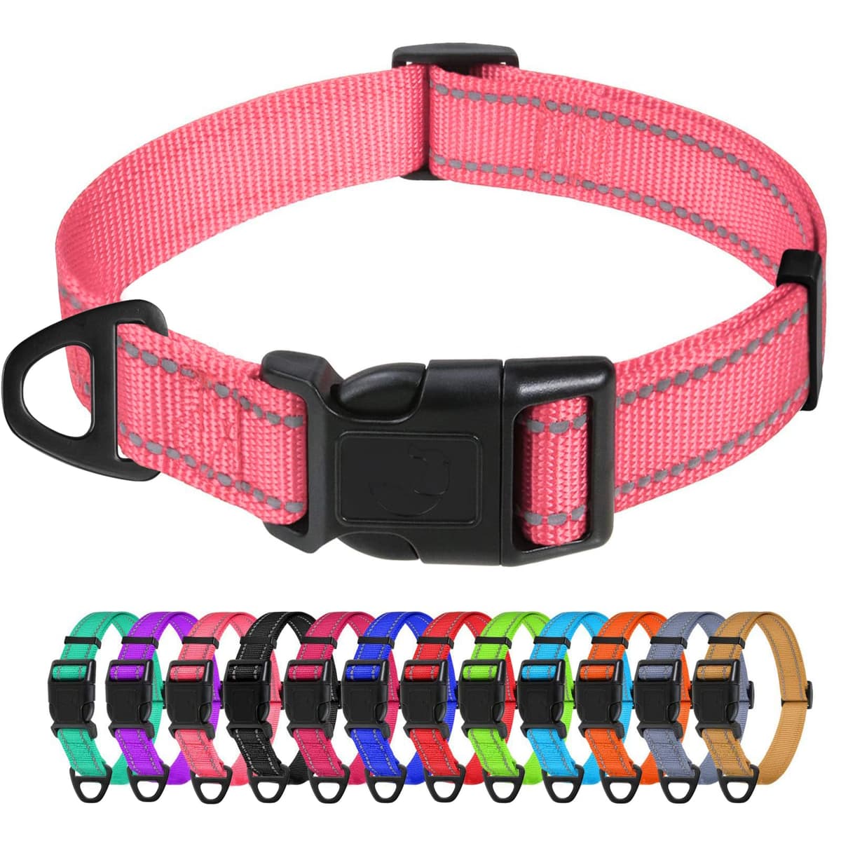TagME Collar Perro Ajustable,Collar Nylon Reflectante,para Caminar Correr Entrenamiento,para Perros Pequeños,Rosa,1.5cm De Ancho
