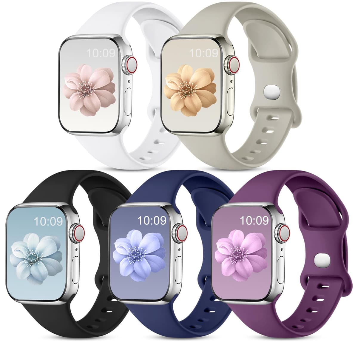 CeMiKa 5 Pack Straps Compatible for Apple Watch Strap 38mm 40mm 41mm 42mm 44mm 45mm 46mm 49mm, Soft Silicone Sport Band for iWatch Series 11 10 9 8 7 6 5 4 3 2 1 SE SE3, Women Men — view 10