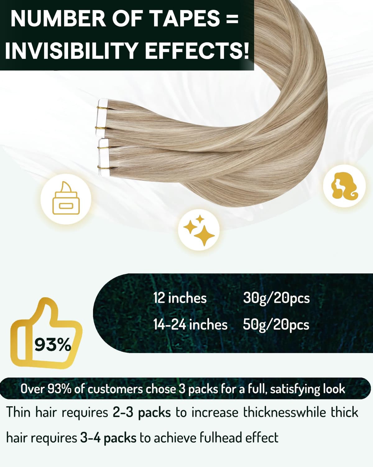 RUNATURE 20Pcs Tape in Hair Extensions Human Hair Blonde Highlight Ash Brown Tape Hair Extensions Real Human Hair Blonde Invisible Remy Straight Tape Hair 12 Inch 30g #8P60 — view 4