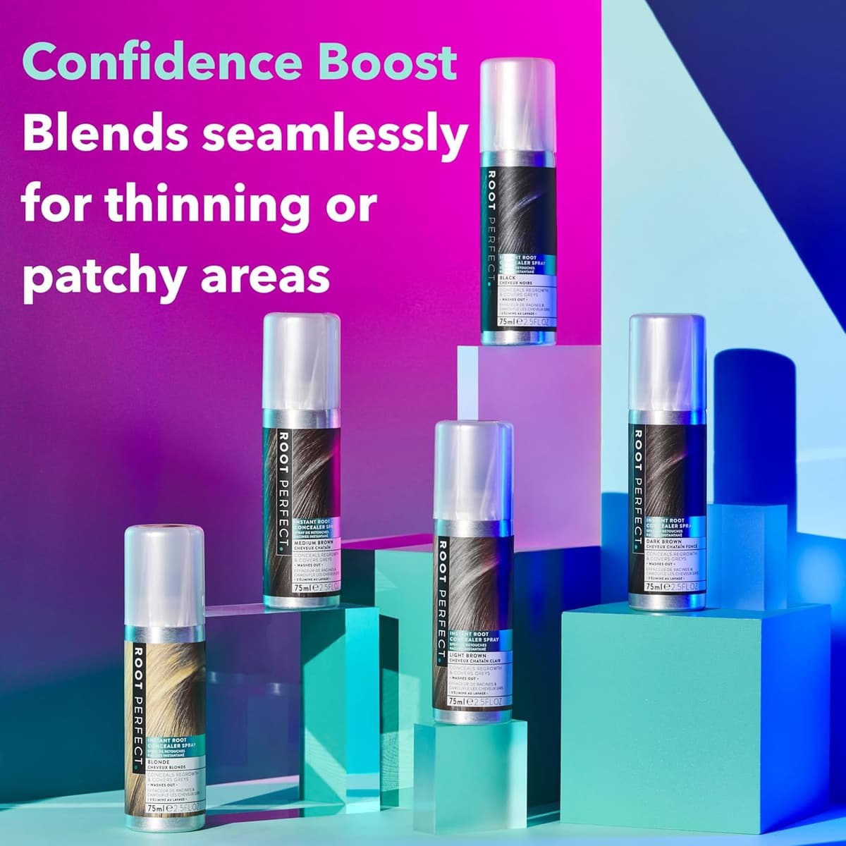 ROOT PERFECT Dark Brown Root Concealer Spray: Instant Gray Coverage, Temporary Hair Color Touch Up, Quick Salon Quality Dye for Women, 75ml — view 6
