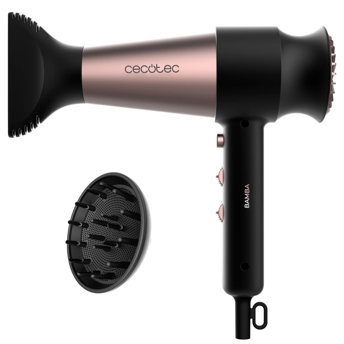 Cecotec Secador de Pelo Iónico Bamba IoniCare 5200 Aura Black. 2300W, Concentrador y Difusor, Cabello Sin Encrespamiento, Motor DC, Ion Real, Gran Caudal de Aire, 2 Velocidades y 3 Temperaturas — view 13
