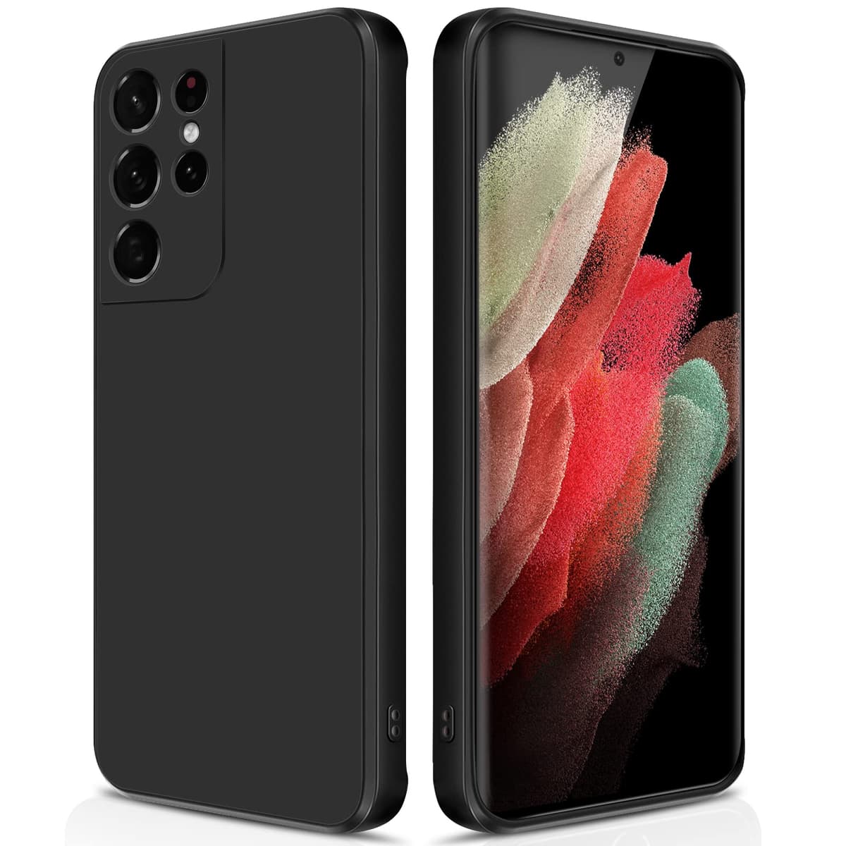 GiiYoon Case Compatible with Samsung Galaxy S21 Ultra 5G, Silky-Soft Touch Full-Body Protective Phone Silicone Case, Shockproof Cover with Microfiber Lining, Black