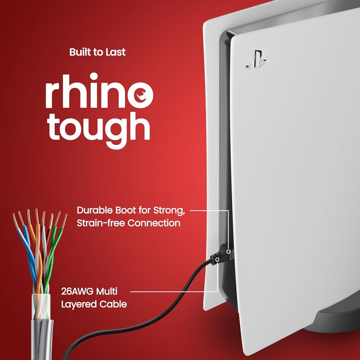 rhinocables CAT5e High-Speed Ethernet Patch Network Cable for LAN — Snagless Cable with RJ45 Connector Lead — Ideal for Internet, Router, Modem, Smart TV, PC & Laptop (5m, Black) — view 3