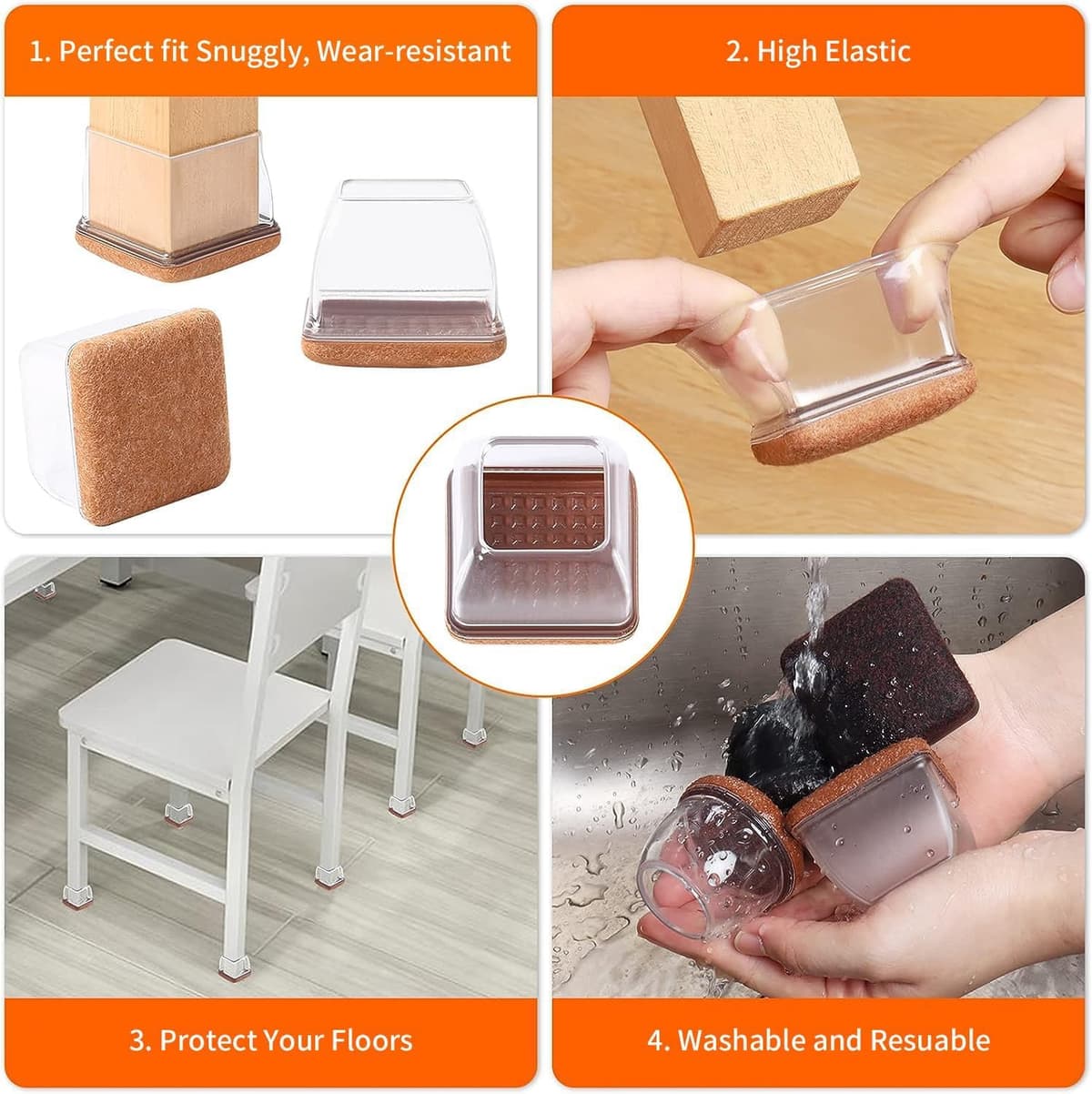 Protectores de Suelo para Patas de Silla 28-37mm, 16 Tapas de Silicona pequeñas para Patas de Silla con Fieltro, Fundas de protección para Patas de Silla de Silicona, Protectores para Patas de Silla — view 3