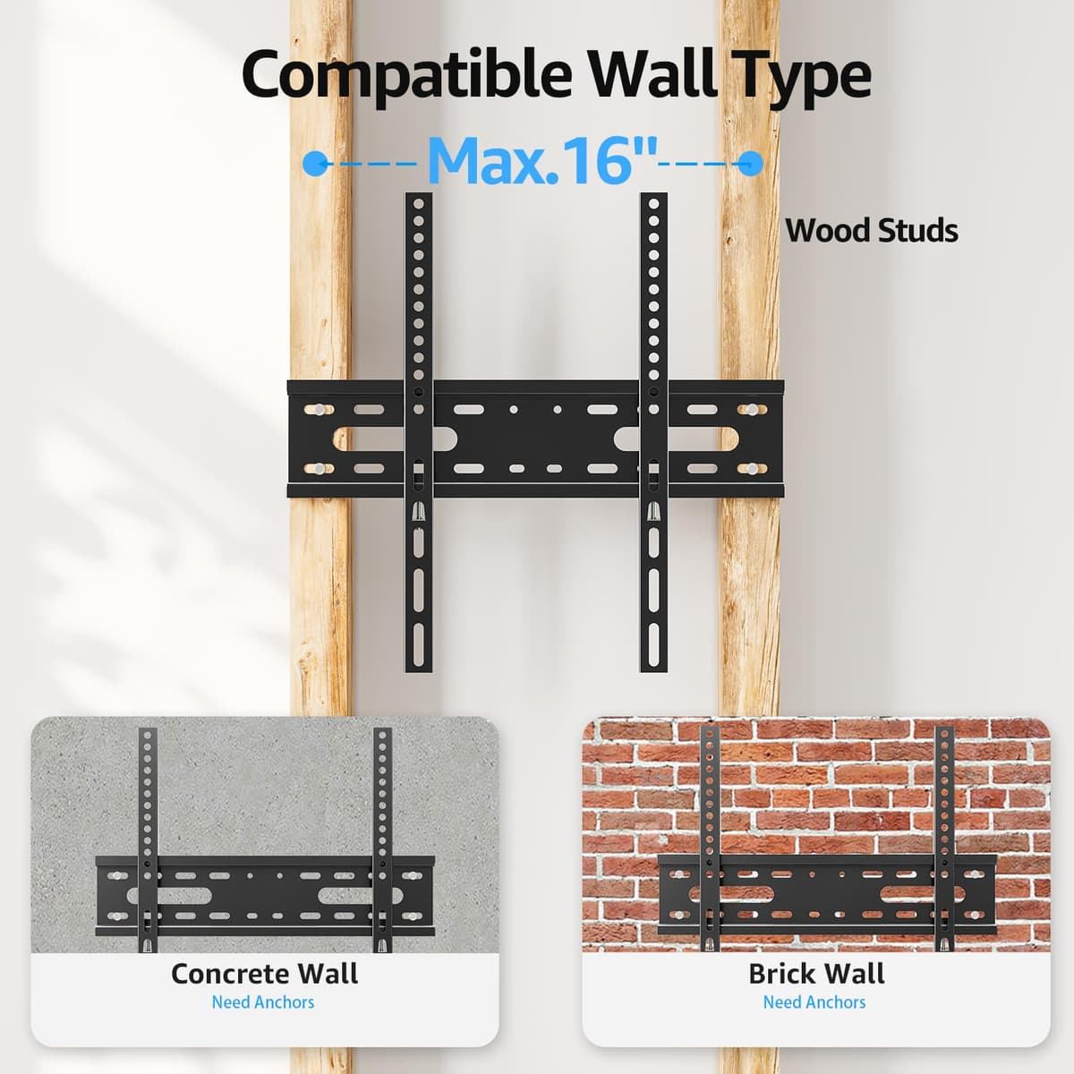 MOUNTUP Ultra Slim TV Wall Bracket for 26-60 inch Flat&Curved TV, Low Profile Wall Mount 23mm from Wall up to 45 KG, with Max VESA 400X400mm, EU0082-F — view 5