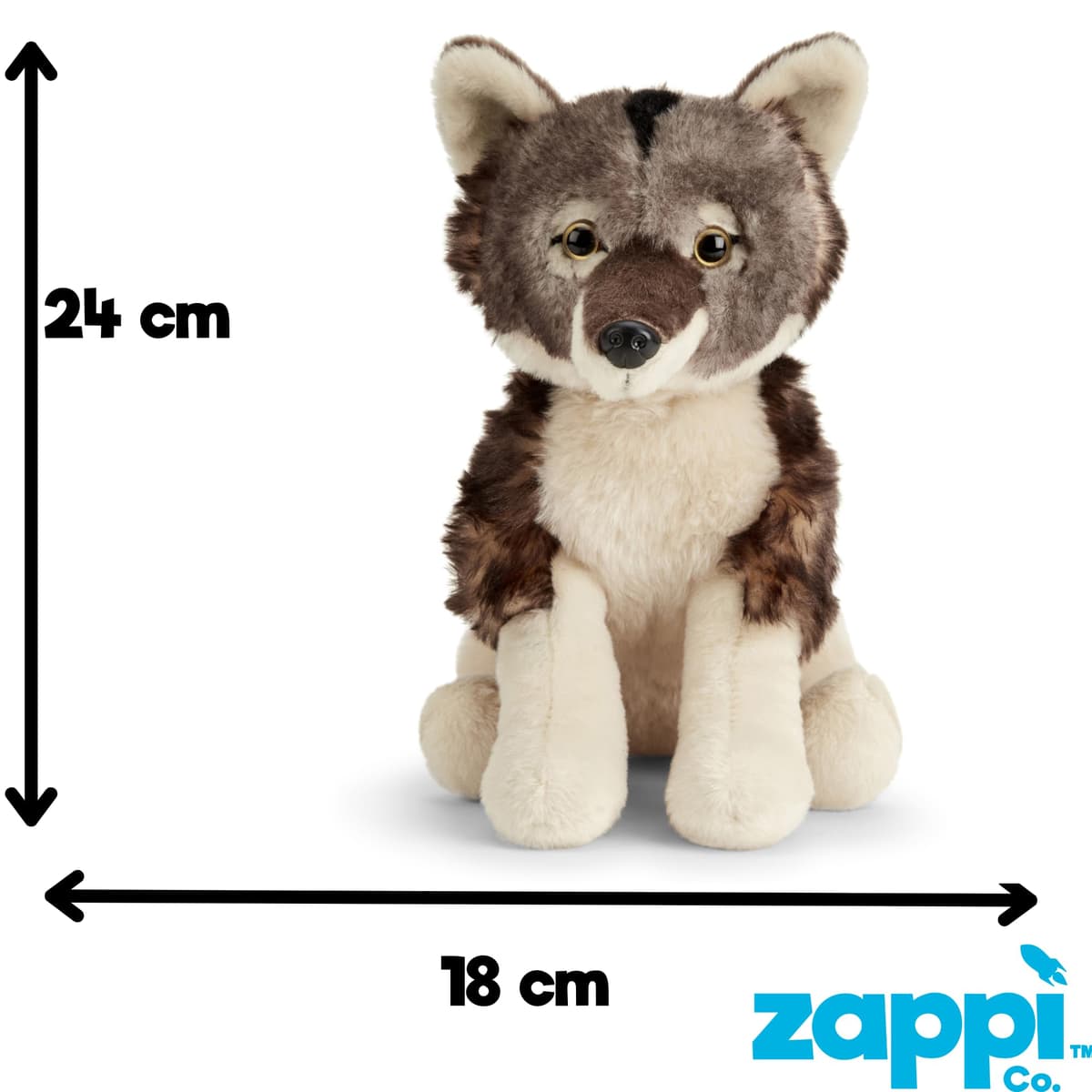 Zappi Co William the Grey Wolf Plush Toy Timber Wolf (22cm) - Soft, Cuddly, 100% Recycled - Loyal Pack Companion — view 3