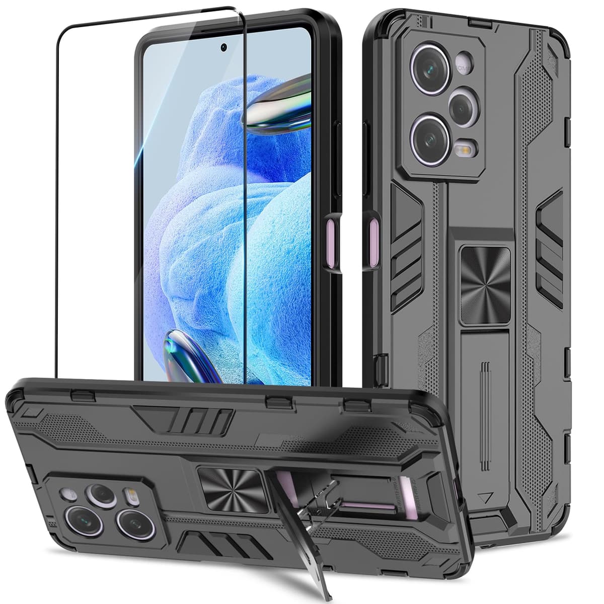 Funda para CMF Phone 2 Pro, Carcasa Antigolpes con Soporte anular metálico, Case Protectora de Grado Militar, Negro — view 139