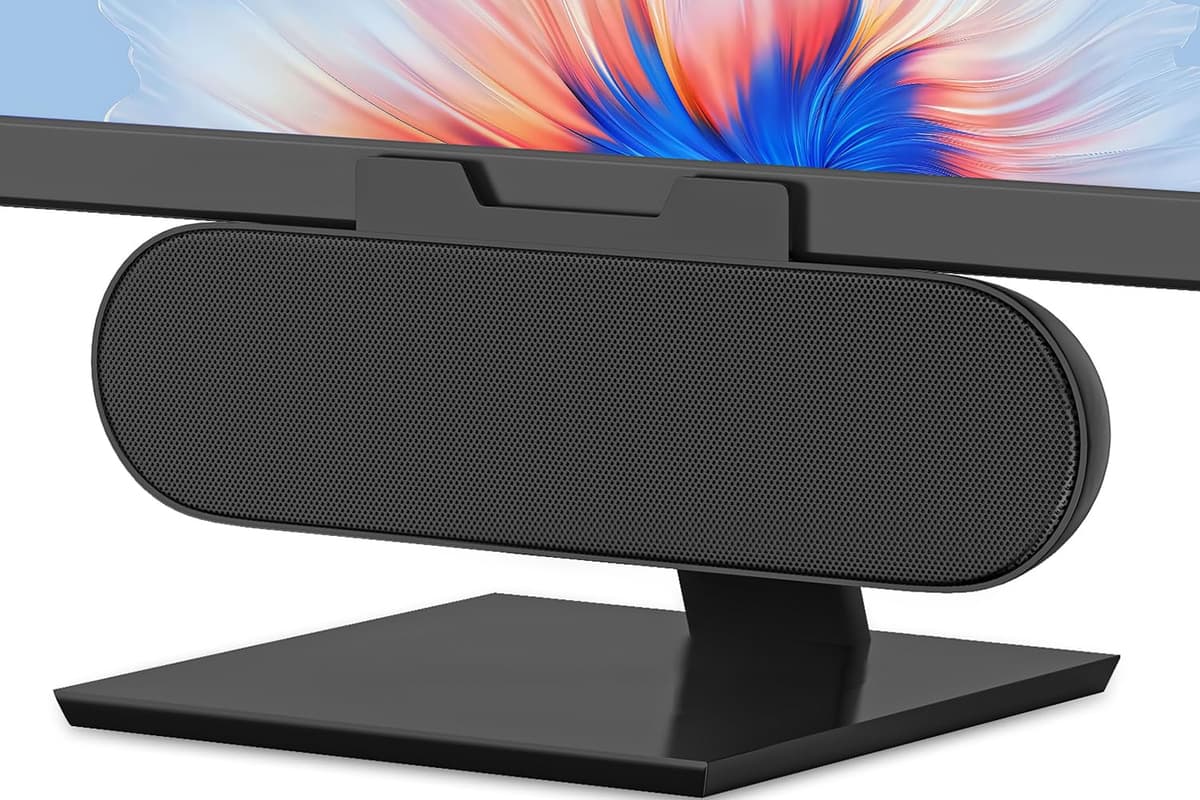 ZETIY USB Speaker for PC, Computer Speakers for Desktop, Monitor Speakers, Mini PC Soundbar, Small Desk Speaker with Clip-on Design for Laptop, Phone - Plug and Play（Black）