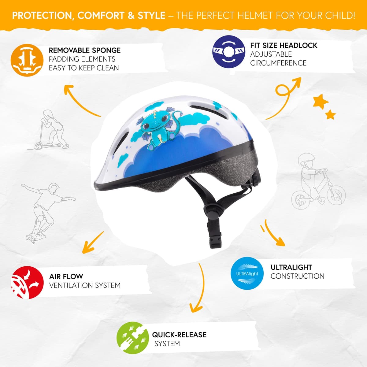 Casco Bicicleta para Niñas y Niños - Helmet Infantil de Bici para Ciclismo MTB Road Race Montaña BMX Carretera y Actividad Ciclista - Rolerskate Patines — view 2