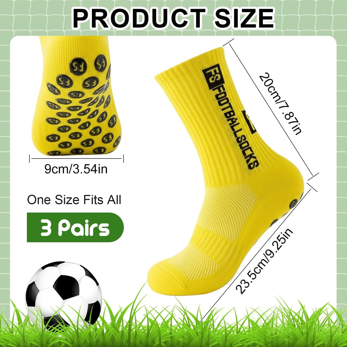 Yanrunce 3 pares de calcetines de fútbol antideslizantes para hombre, mujer, niños, tallas 39-46, calcetines de fútbol, calcetines antideslizantes para fútbol, baloncesto, correr, transpirables — view 4