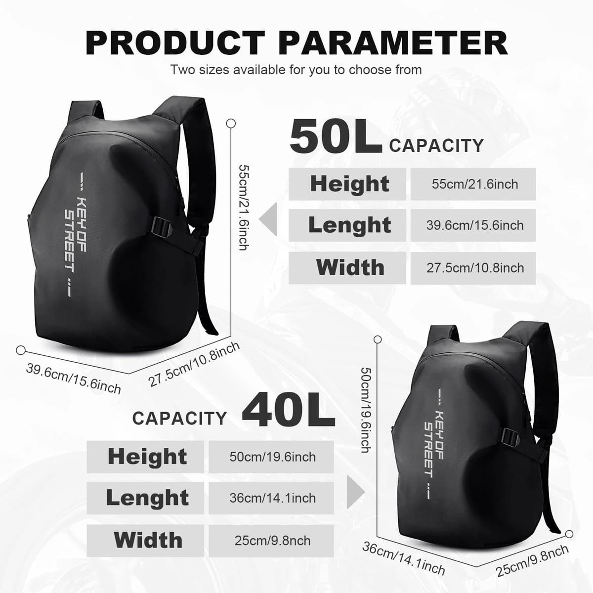 HYC00 Mochilas de Motocicleta para Hombres, Mochila Impermeable para Casco, Accesorios de Motocicleta, Bolsas para Laptop, Mochilas de Viaje, Bolsas Escolares para Estudiantes — view 3