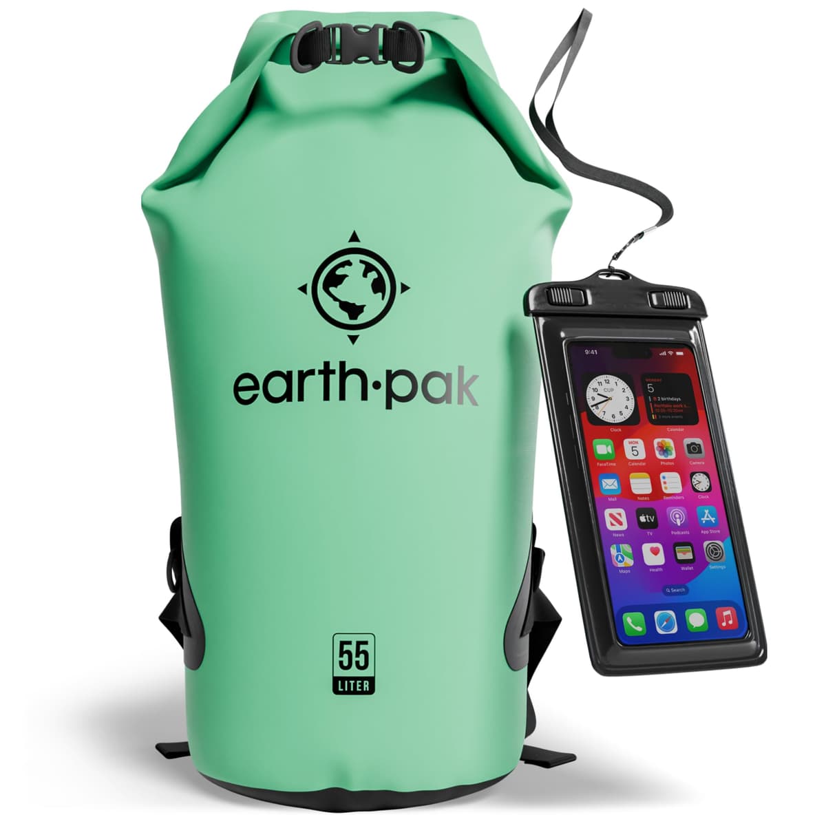 Earth Pak Waterproof Dry Bag - Roll Top Waterproof Backpack Sack Keeps Gear Dry for Kayak with Waterproof Phone Case — view 38