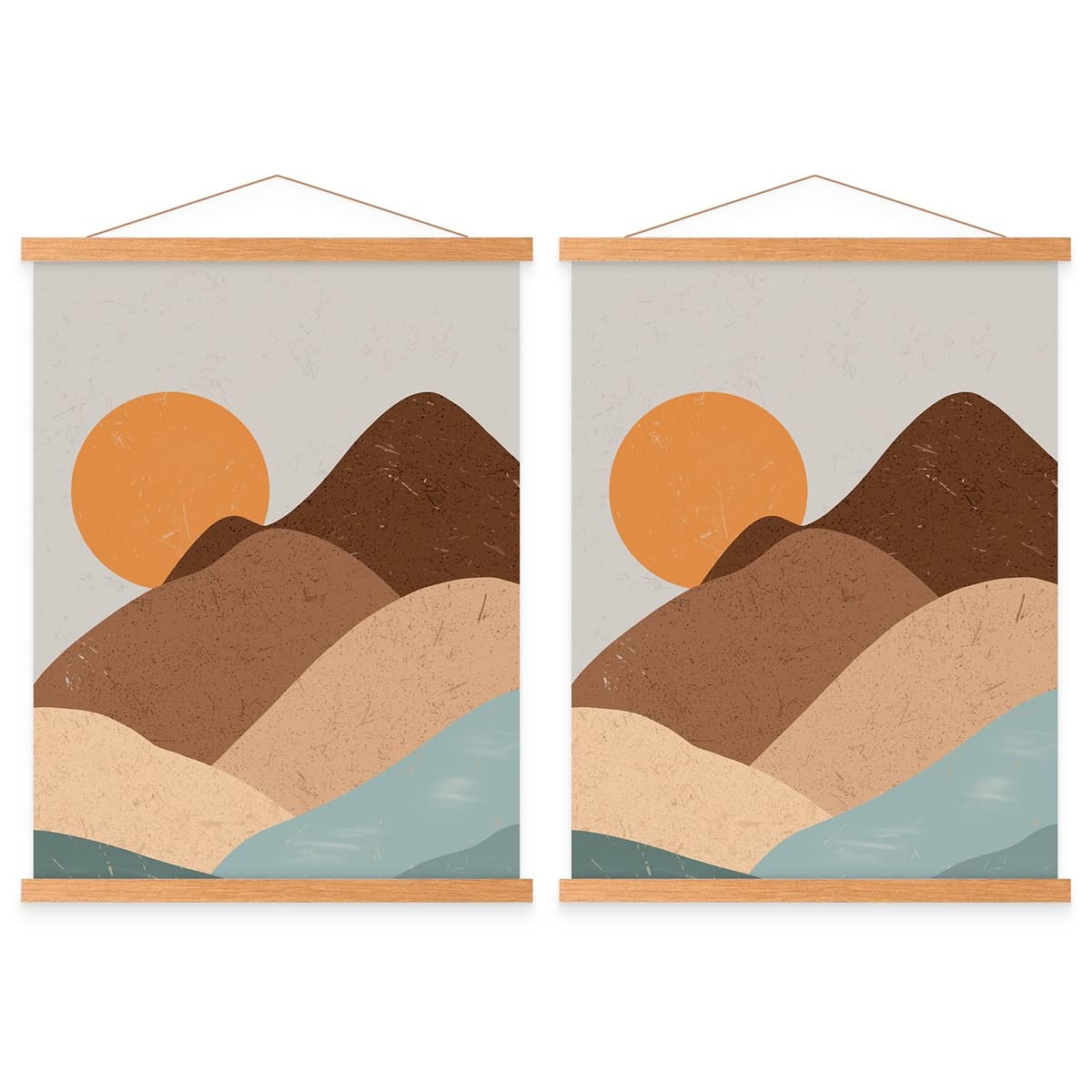Benjia A3 Poster Frame Frames, Magnetic Light Wood Wooden Poster Hangers Hanger Hanging Kit for Canvas Artwork Art Print (30cm / 11.8", Teak) — view 13