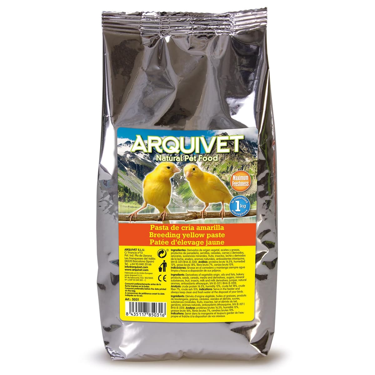 ARQUIVET - Pasta de cría Amarilla y Mantenimiento para pájaros 300 gr - Sabor Neutro - Comida para Todo Tipo de Aves y Especialmente de Plumaje Amarillo — view 5