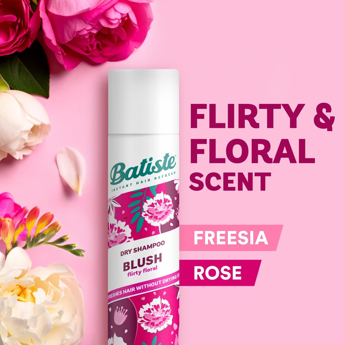 Batiste Dry Shampoo in Blush 200ml, Floral & Flirty Fragrance, No Rinse Spray to Refresh Hair in Between Washes (Packing May Vary) — view 5