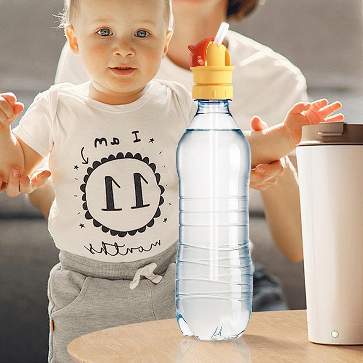 Lid 2 in 1 Design Straw Cap 11.6x5.2cm Water Bottle Spout Adapter for Kids Pp Silicone Anti Choking Spill-Proof Water Bottle Cap Detachable Washable Heat Resistant for Most Standard Bottles — view 2