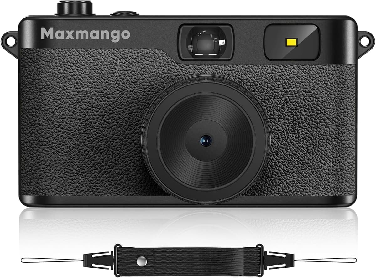 Maxmango D53 Cámara Digital de Estilo Retro sin Pantalla, 12 MP Filtros DIY, Cámara Digital compacta sin Pantalla con Tarjeta SD de 8 GB para 4000 Fotos (Negro)