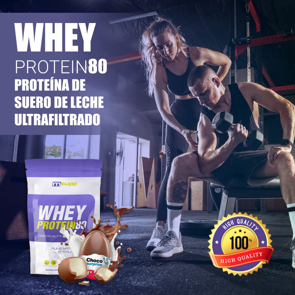 MASmusculo - Whey Protein80-500 g - Choco Surprise - Suplemento Deportivo Puro de Calidad - Proteína Whey - Con Lacprodan de Arla y Suero de Leche - Ayuda a Aumentar la Masa Muscular — view 3