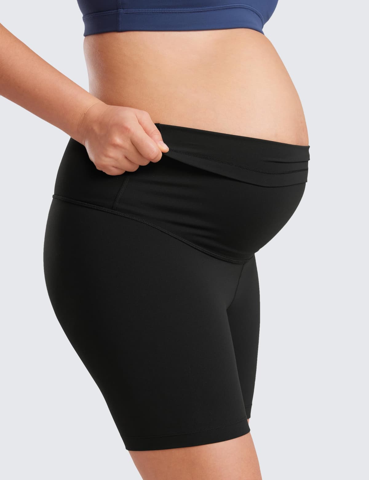 CRZ YOGA Women's Butterluxe Maternity Shorts Over The Belly - 4"/6"/8" Over Bump Yoga Sports Biker Shorts Pregnancy Leggings — view 5