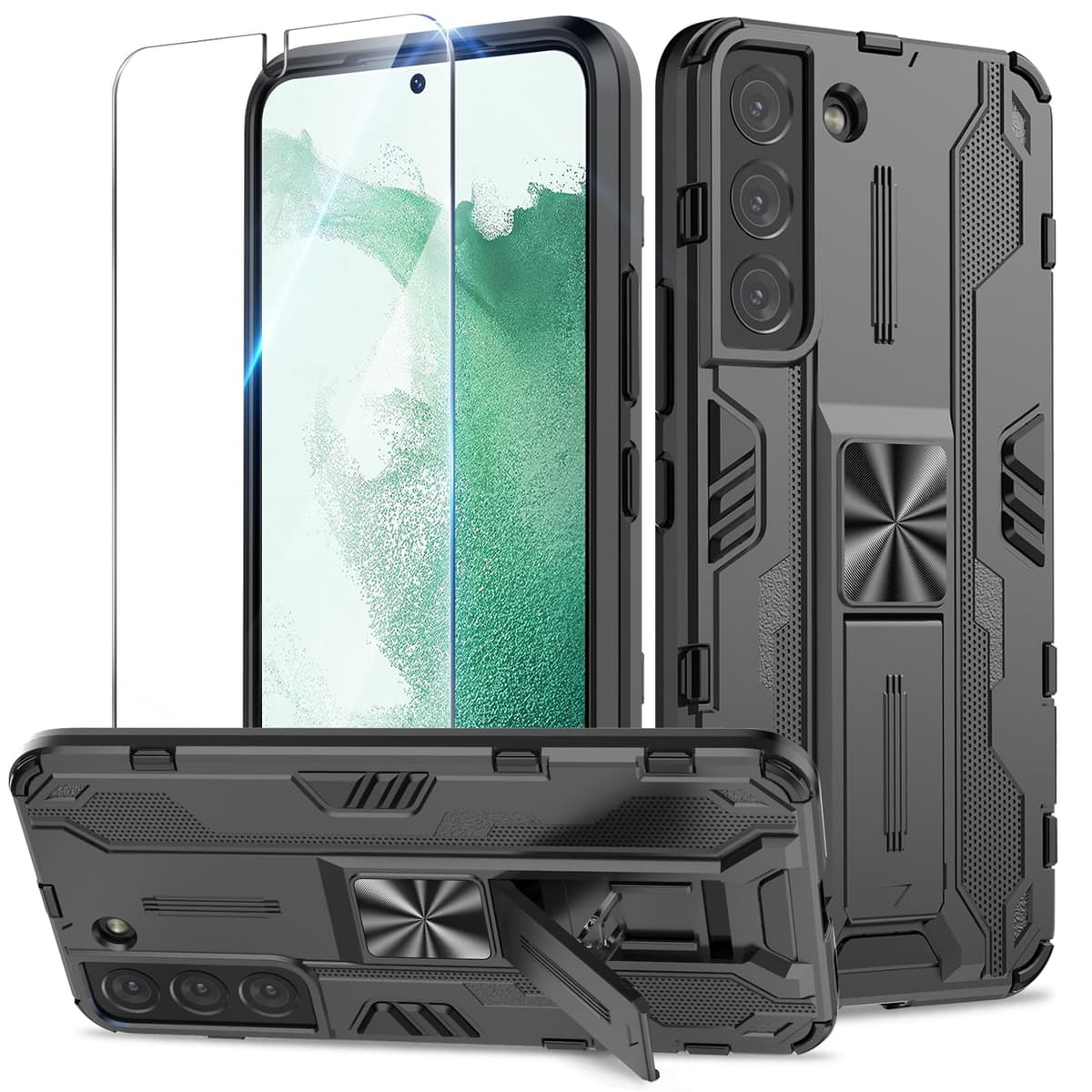 Funda para CMF Phone 2 Pro, Carcasa Antigolpes con Soporte anular metálico, Case Protectora de Grado Militar, Negro — view 920
