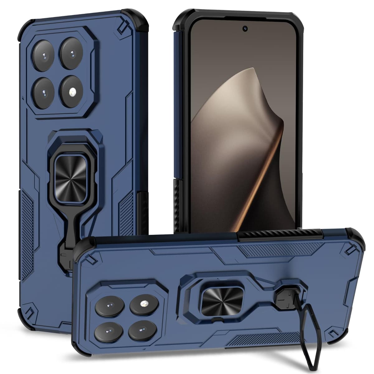 Funda para CMF Phone 2 Pro, Carcasa Antigolpes con Soporte anular metálico, Case Protectora de Grado Militar, Negro — view 1123