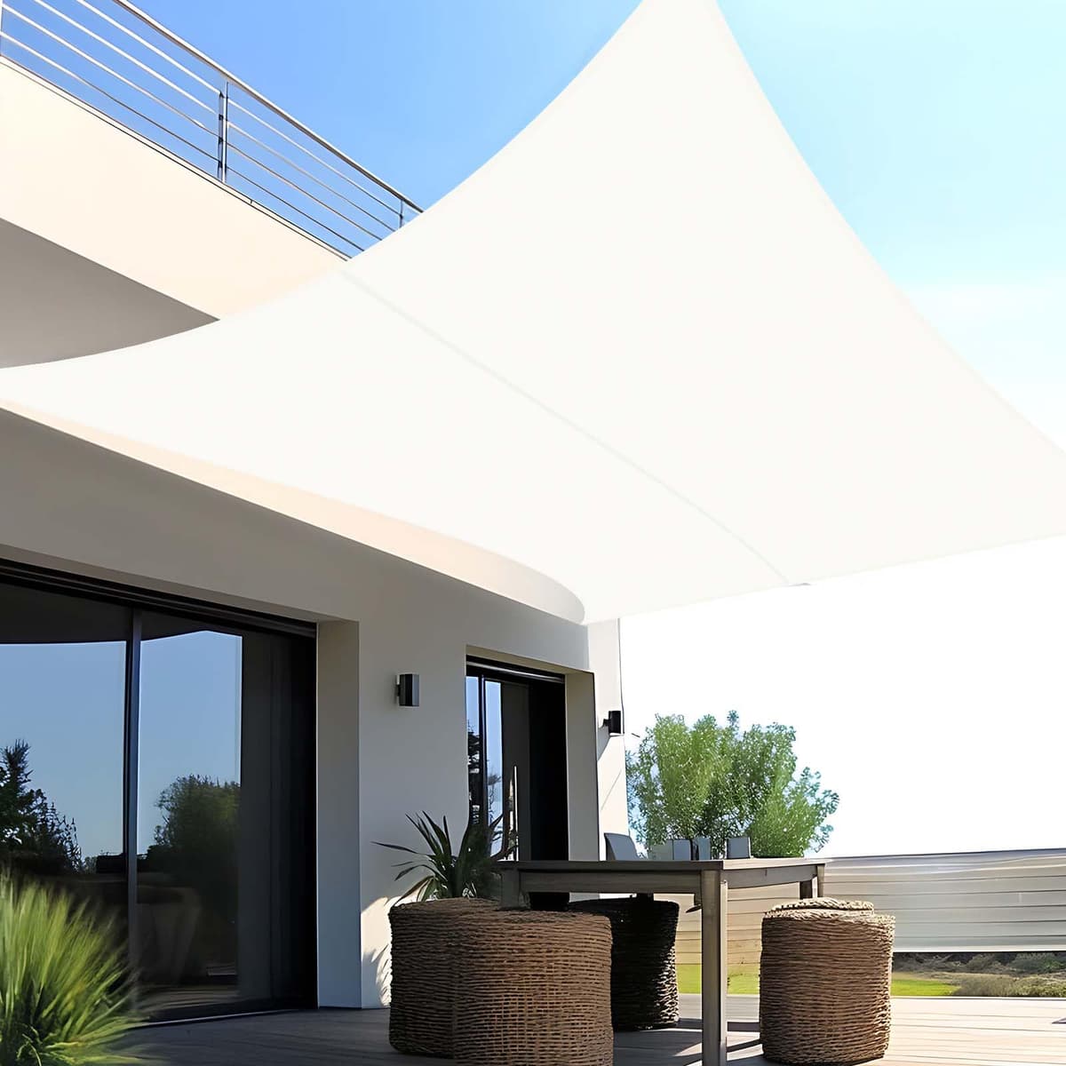 SUNNY GUARD Toldo Vela de Sombra Impermeable 3x3x3m Triangular a Prueba de Viento protección UV para Patio,Jardín, Exteriores, Terraza, Color Arena — view 8