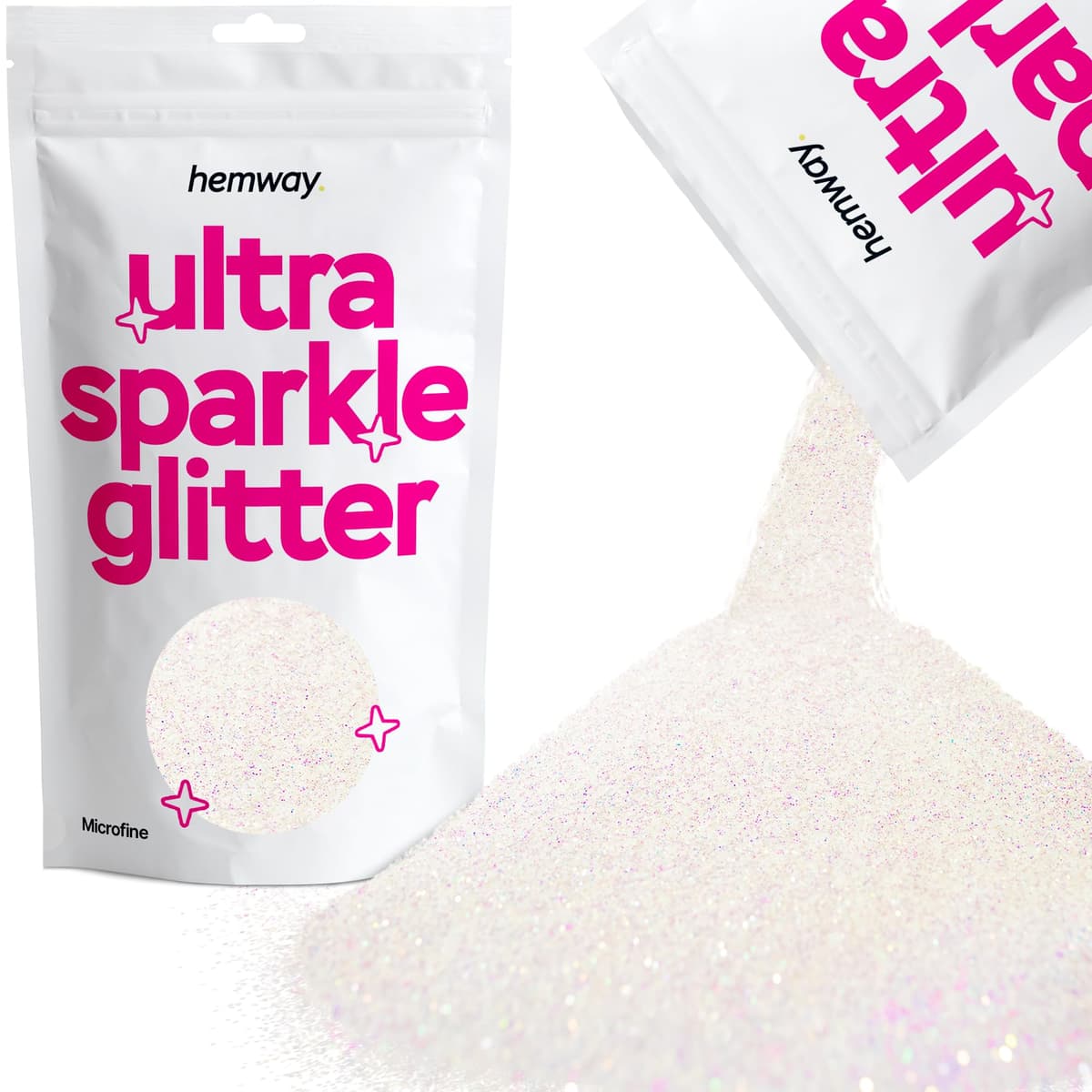 Hemway Ultra Sparkle Glitter Baby Pink Iridescent 100g Fine | Glitter for Arts & Craft, Makeup, Nail Art, Crafting, Card Making, Sparkle Decoration — view 179