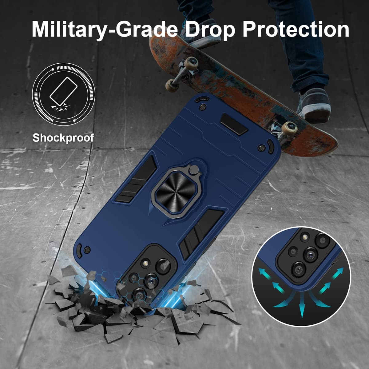 Funda para CMF Phone 2 Pro, Carcasa Antigolpes con Soporte anular metálico, Case Protectora de Grado Militar, Negro — view 357