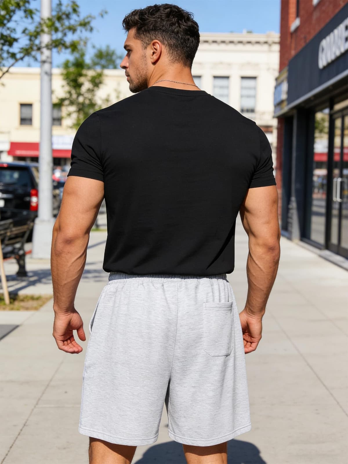 Pantalones cortos casuales para hombre, pantalones cortos deportivos de secado rápido para deportes al aire libre, estilo urbano con bolsillos, lavables a máquina — view 3