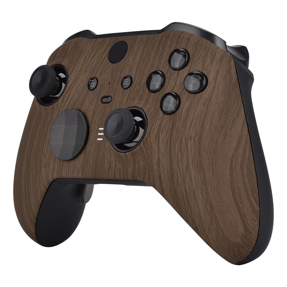 eXtremeRate Wood Grain Patterned Faceplate Cover, Soft Touch Front Housing Shell Case Replacement Kit for Xbox One Elite Series 2 Controller Model 1797 - Thumbstick Accent Rings Included — view 5