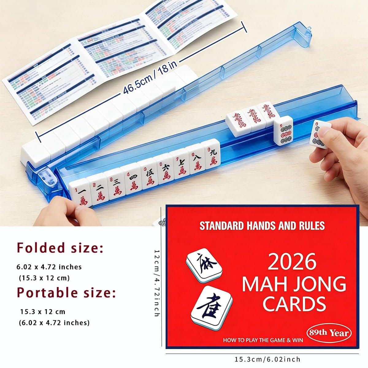 Mahjong Cards 2026 Red, 4 Pack American Mah Jongg Rule Card, Large Print Easy to Read, Jan 2026 Updated Revision, for Game Night Travel — view 3