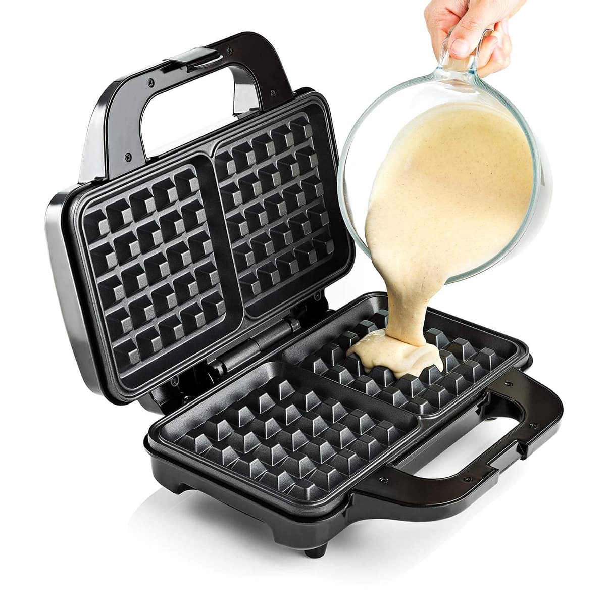Global Gourmet - FULL SIZE American Waffle Maker Iron Machine 700W I Electric I Stainless Steel Mould I Non-Stick Coating I Recipes I Deep Cooking Plates I Adjustable Temperature Control - Black — view 5