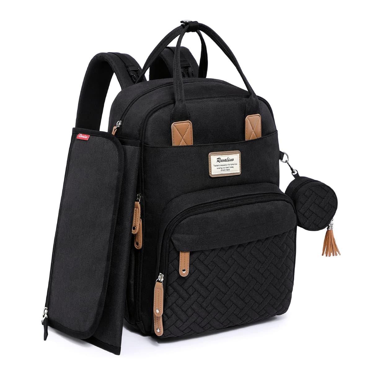 RUVALINO Baby Changing Bag Backpack, Neutral All-in-One Baby Bags for, Multifunction Large Travel Backpack with Portable Changing Pad, Stroller Straps, Pacifier Case and Insulated Pockets