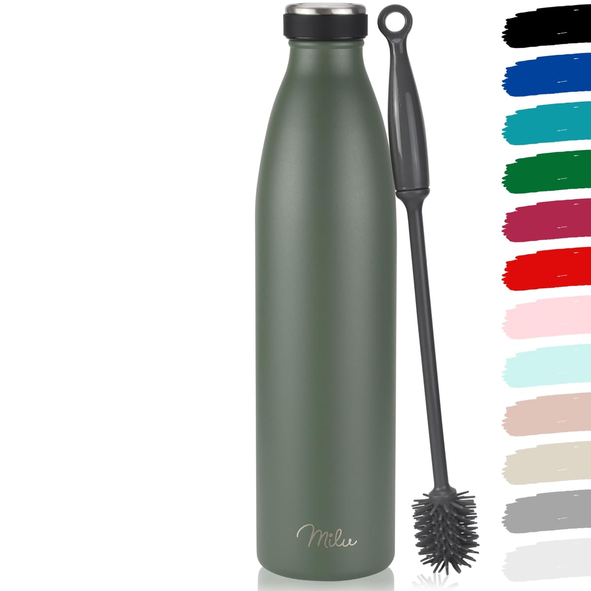 Milu Stainless Steel Drinking Bottle 1500 ml - Insulated Thermo Flask for Water - Leak Proof, Insulated and Double Walled, Carbonated (Granite Navy Blue, 1,5L) — view 100