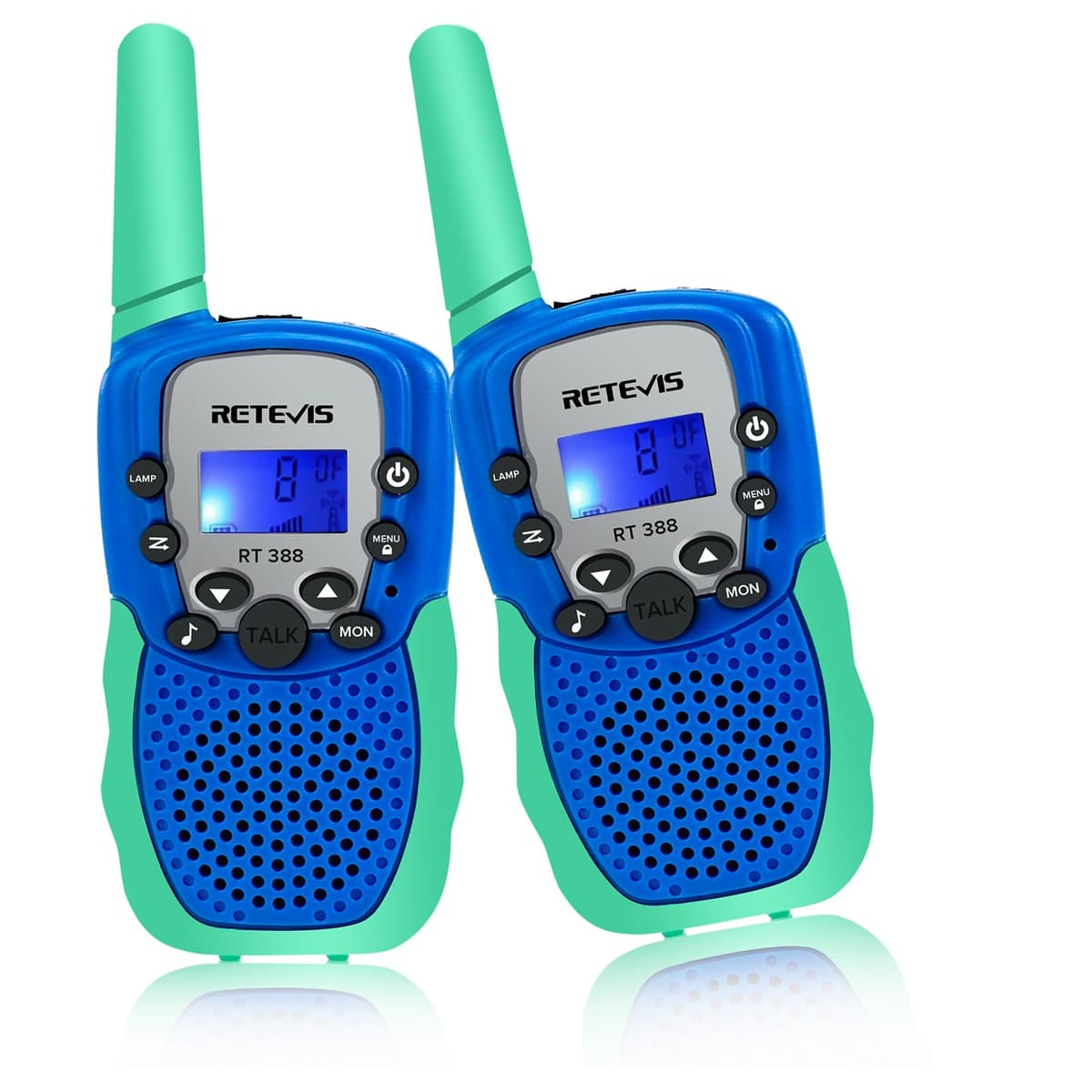 Retevis RT388 Walkie Talkie Niños PMR446 8 Canales Pantalla LCD Linterna Vox 10 Tonos de Llamada Bloqueo de Canales Talkie Walkie Juguete para Niño (Azul Oscuro, 1 Par) — view 13
